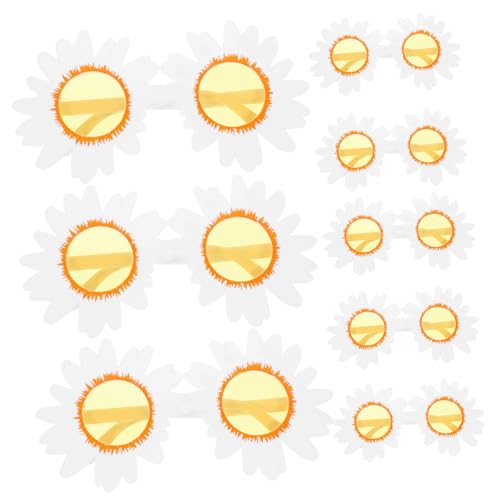 ROMISBABA 8 Stück Teiliges Sonnenbrillen Sonnenblumen Design Poolparty Partybrille Modefoto Requisiten Weiß Gelb Kunststoff Unisex von ROMISBABA