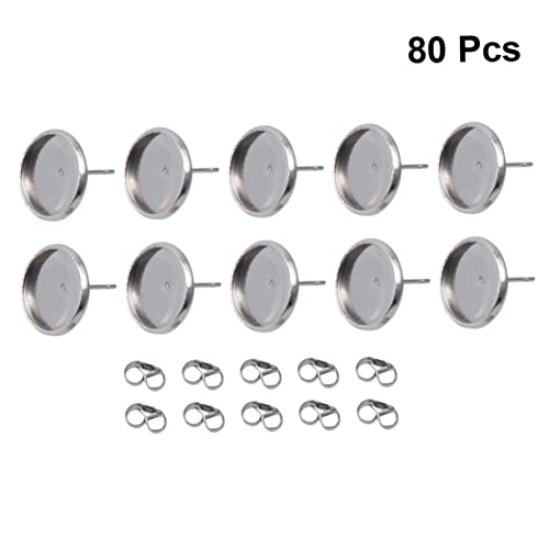 ROMISBABA 80 Stück Teiliges Ohrring Rohlinge mit Runden Cabochon Trays und Passenden Ohrstecker Backings für Schmuckherstellung DIY Innendurchmesser Langlebig und Vielseitig für Ohrstecker von ROMISBABA