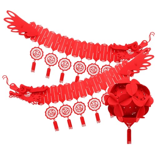 ROMISBABA Chinesische Neujahrsdeko Drachen Hängedekoration Teiliges aus Strapazierfähigem Vliesstoff Kreative Rote Frühlingsfest Ornamente für Festliche Wohnraumgestaltung von ROMISBABA