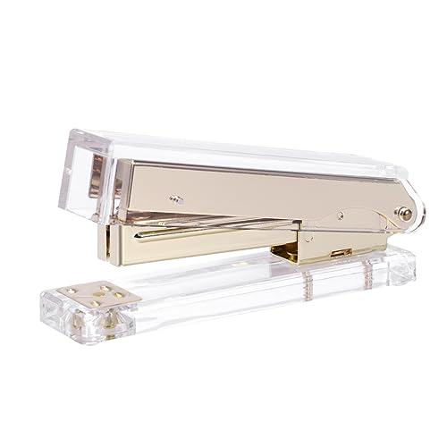 ROMISBABA Eleganter Acryl Schreibtischhefter Gold mit Rutschfesten Füßen Langlebig und Stilvoll für Büro Studenten und Zuhause Modernes Design für Glattes Heften und Glänzende von ROMISBABA