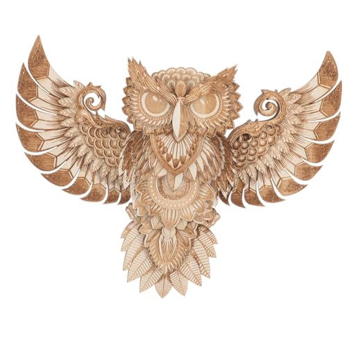 ROMISBABA Holz Eulen Wanddeko Kleines Hängendes Holzornament mit Realistischer Eulenform Kreative und Langlebige Holz Deko für Wohnzimmer und Party Stabile Handgefertigte Holzfigur von ROMISBABA