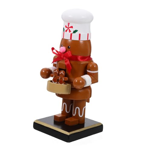 ROMISBABA Holz Figur Handbemalter Lebkuchen Koch Puppen Dekor Robuste Holzfigur für Weihnachtsdeko Zuhause Hotel Langlebige Handwerkskunst von ROMISBABA