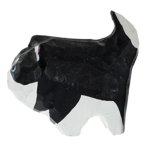ROMISBABA Holzfigur Hund Handgefertigt Holzschnitzerei Dekoration Kleine Hundestatue für Büro und Zuhause Tischdeko Geschenkidee Natürliche Holzkunst von ROMISBABA