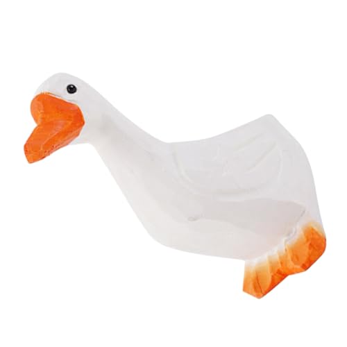 ROMISBABA Holzfigur Weißer Gänse adorament Handgefertigt Robust Basswood Schreibtischdekoration Kinderzimmer Wohnaccessoire Natürliche Tierdekoration von ROMISBABA
