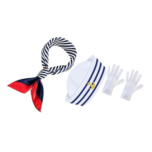 ROMISBABA Kapitänsmütze Set mit Blau Weißen Streifen Atmungsaktivem Schal und Handschuhen Nautisches Kostüm für Damen und Herren Vielseitig für Themenpartys Cosplay und Halloween ROMISBABA Kapitänsmütze Set mit Blau Weißen Streifen Atmungsaktivem Schal und Handschuhen Nautisches Kostüm für Damen und Herren Vielseitig für Themenpartys Cosplay und Halloween von ROMISBABA