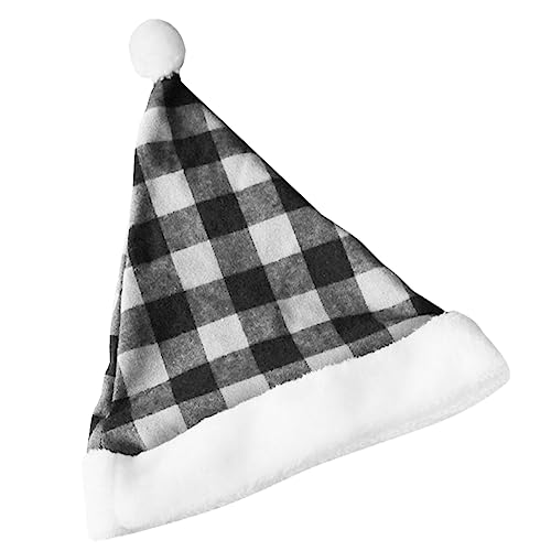 ROMISBABA Karierte Weihnachtsmütze Unisex Hoch Für Party Weihnachtsmannmütze Weihnachtsmütze Gestrickt Streifen Erwachsene Weihnachten Dekorationen Drinnen Plaidhut Stoff Black von ROMISBABA