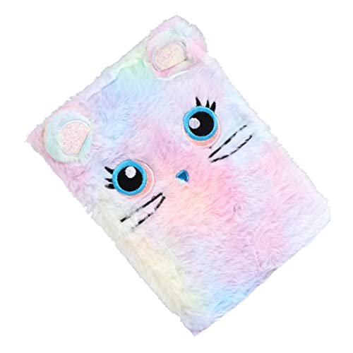 ROMISBABA Rosa Notizblock Zeitschrift Karikatur Notizbücher Fell Plüsch Hallo Farbe süße Schulsachen für Mädchen Notebook -Cartoon Notizbuch für Mädchen Cartoon schreiben Fuzzy Notebook Bunt von ROMISBABA