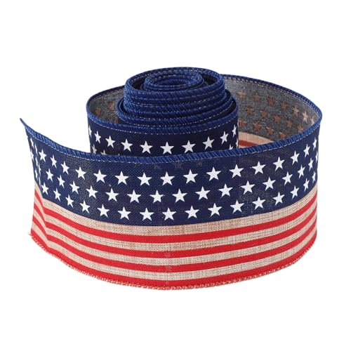 ROMISBABA Unverblümtes Schleifenband Breit Lang Langlebiges Bastelband mit Patriotischen Streifen für Unabhängigkeitstag und Veteranentag Dekorationen DIY Geschenkverpackung und Kränze von ROMISBABA