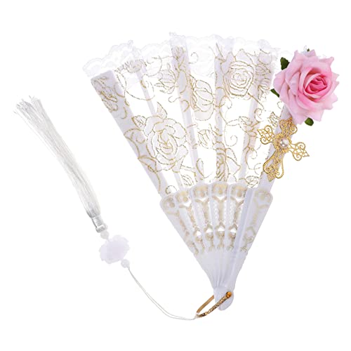 ROMISBABA Vintage Faltbarer Spitzen Handfächer für Damen Eleganter Leichter Handlüfter für Tanz Cosplay Hochzeiten Bühnenauftritte und Teepartys Teilig ROMISBABA Vintage Faltbarer Spitzen Handfächer für Damen Eleganter Leichter Handlüfter für Tanz Cosplay Hochzeiten Bühnenauftritte und Teepartys Teilig von ROMISBABA