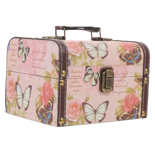 ROMISBABA Vintage Schmuckkasten Retro Aufbewahrungsbox mit Schmetterling und Rosenmuster Multifunktionale Schmuckschatulle für Ringe Ohrringe Halsketten und Armbänder Praktische Kleine von ROMISBABA