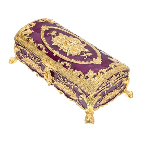 ROMISBABA Vintage Schmuckschatulle aus Metalllegierung Retro Schatzkiste mit Weichem Schutzfutter Langlebige Aufbewahrungsbox für Schmuck Stilvolles Europäisches Design für Damen und Sammler von ROMISBABA