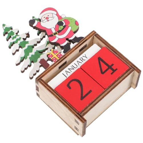 ROMISBABA Weihnachtlicher Holz Adventskalender Santa Claus Countdown Kalender Tischdekoration Festliche Weihnachtsdekoration Geschenkidee für Erwachsene von ROMISBABA