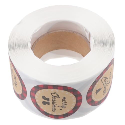 ROMISBABA Weihnachts Geschenkverpackung Kraftpapier Etiketten Selbstklebend Geschenkbeutel Verschlussaufkleber für Umschläge und Grußkarten mit Festlichem Muster von ROMISBABA