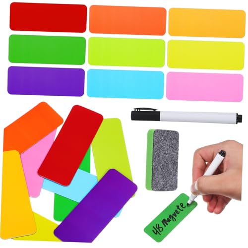 ROMISBABA Wiederverwendbare Magnetische Whiteboard etiketten in Farben Beschreibbare Namensschilder mit Stift und Radierhilfe für Kühlschrank Büroorganisation und Notizen ROMISBABA Wiederverwendbare Magnetische Whiteboard etiketten in Farben Beschreibbare Namensschilder mit Stift und Radierhilfe für Kühlschrank Büroorganisation und Notizen von ROMISBABA