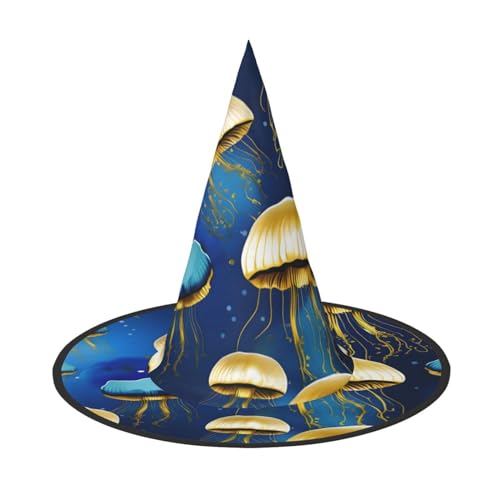 ROMuka Blaue und goldene Quallen, Halloween, voller Hut, Party, Mädchen, breiter Rand, faltbar, scharfer Hut, Party-Kostüm, Cosplay ROMuka Blaue und goldene Quallen, Halloween, voller Hut, Party, Mädchen, breiter Rand, faltbar, scharfer Hut, Party-Kostüm, Cosplay von ROMuka