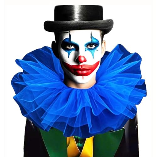 Clown-Kragen aus Tüll, Retro-Rüschen, Renaissance-Halsband, Netzstoff, mehrlagig, Clown-Halsband, Kostüm, Zirkus, Halloween, Bühnenrequisite, Rot/Ausflug, einfarbig (Getaway Solids), Einheitsgröße von RONGXG
