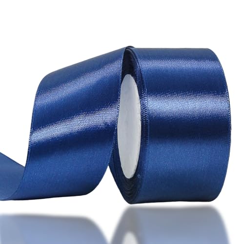 Dunkelblau Satinband 50mm,Geschenkband Satinband 22 Meter Polyesterband, Dunkelblau Schleifenband für Geschenkverpackung,Dekoration,Hochzeit,Weihnachten,Bastelarbeiten,und Geschenkverpackung von RONGZUBAT