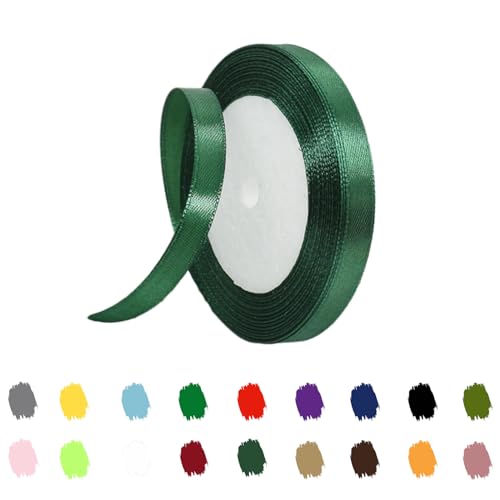 Dunkelgrün Satinband 10mm,Geschenkband Satinband 22 Meter Polyesterband, Dunkelgrün Schleifenband für Geschenkverpackung,Dekoration,Hochzeit,Weihnachten,Bastelarbeiten,und Geschenkverpackung von RONGZUBAT