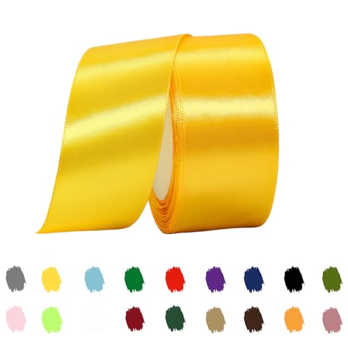 Gelb Satinband 40mm,Geschenkband Satinband 22 Meter Polyesterband, Gelb Schleifenband für Stoffband zum Basteln, Kuchenband, Haarschleife, Polyesterband, Weihnachtsdekoration Gelb Satinband 40mm,Geschenkband Satinband 22 Meter Polyesterband, Gelb Schleifenband für Stoffband zum Basteln, Kuchenband, Haarschleife, Polyesterband, Weihnachtsdekoration von RONGZUBAT