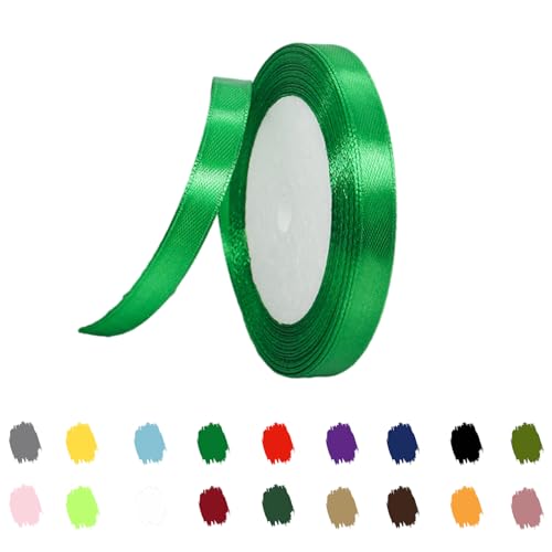 Grün Satinband 10mm,Geschenkband Satinband 22 Meter Polyesterband,Grün Schleifenband für Geschenkverpackung,Dekoration,Hochzeit,Weihnachten,Bastelarbeiten,und Geschenkverpackung von RONGZUBAT