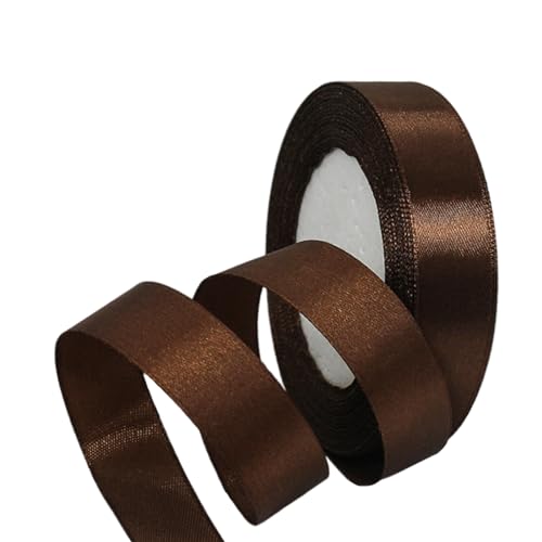 Kaffee Satinband 20mm,Geschenkband Satinband 22 Meter Polyesterband,Kaffee Schleifenband für Geschenkverpackung,Dekoration,Hochzeit,Weihnachten,Bastelarbeiten,und Geschenkverpackung von RONGZUBAT