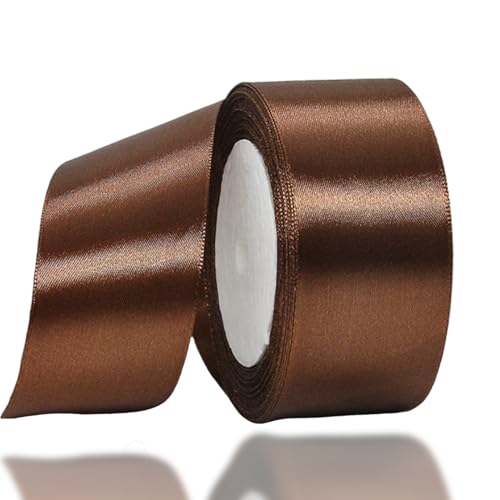 Kaffee Satinband 40mm,Geschenkband Satinband 22 Meter Polyesterband, Kaffee Schleifenband für Geschenkverpackung,Dekoration,Hochzeit,Weihnachten,Bastelarbeiten,und Geschenkverpackung von RONGZUBAT