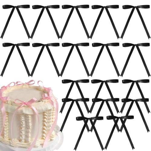 Kuchendekoration mit schwarzer Schleife, 18 Stück, für Kuchendekorationen, schwarze Schleife, Schleifen, Kuchendekoration, Picks, Babyparty, Kuchendekoration, Dekoration für Geburtstag, Braut, Kuchendekoration mit schwarzer Schleife, 18 Stück, für Kuchendekorationen, schwarze Schleife, Schleifen, Kuchendekoration, Picks, Babyparty, Kuchendekoration, Dekoration für Geburtstag, Braut, von RONGZUBAT