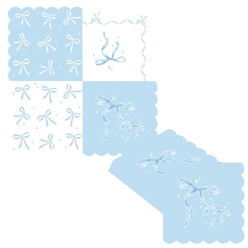 Papierservietten mit Schleife, Blau, 20 Stück, mit Schleife, Teeparty-Servietten, Dekoration, Einweg-Party-Servietten, Seidenpapier, Tischdekoration, für Picknicks, Teepartys, Geburtstage Papierservietten mit Schleife, Blau, 20 Stück, mit Schleife, Teeparty-Servietten, Dekoration, Einweg-Party-Servietten, Seidenpapier, Tischdekoration, für Picknicks, Teepartys, Geburtstage von RONGZUBAT