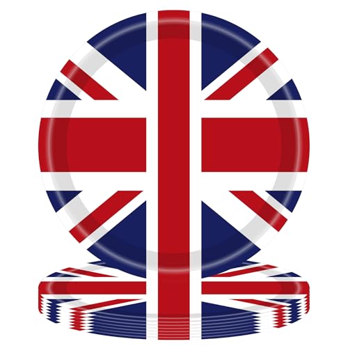 Party-Geschirr-Dekorationen mit Union Jack-Motiv (Blau, Rot, Weiß, 22,9 cm) von RONGZUBAT