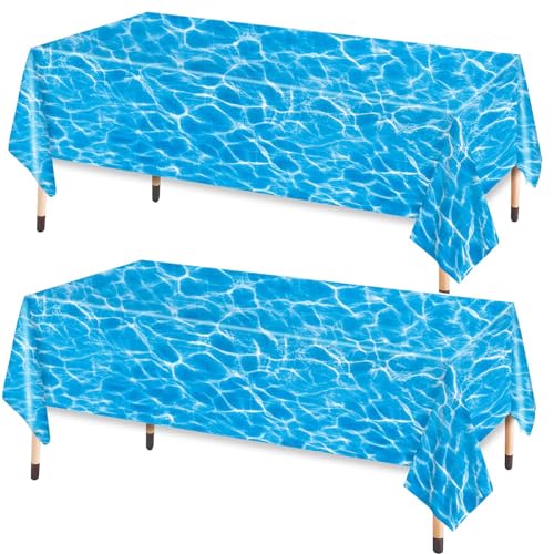 RONGZUBAT Blaue Ozean-Party-Tischdecke, 137 x 274 cm, Wasserdruck, Kunststoff-Tischdecke, blauer Ozean, Strand-Party-Dekorationen, Tischdecken für Pool, Unterwasser-Party-Dekoration, 2 Stück RONGZUBAT Blaue Ozean-Party-Tischdecke, 137 x 274 cm, Wasserdruck, Kunststoff-Tischdecke, blauer Ozean, Strand-Party-Dekorationen, Tischdecken für Pool, Unterwasser-Party-Dekoration, 2 Stück von RONGZUBAT
