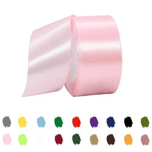 Rosa Satinband 40mm,Geschenkband Satinband 22 Meter Polyesterband, Rosa Schleifenband für Geschenkverpackung,Dekoration,Hochzeit,Weihnachten,Bastelarbeiten,und Geschenkverpackung von RONGZUBAT