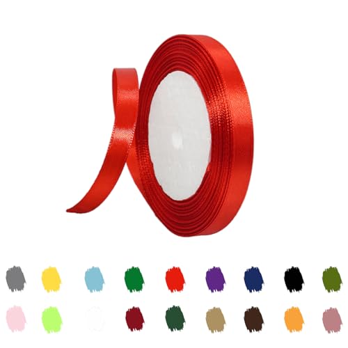 Rot Satinband 10mm,Geschenkband Satinband 22 Meter Polyesterband, Rot Schleifenband für Geschenkverpackung,Dekoration,Hochzeit,Weihnachten,Bastelarbeiten,und Geschenkverpackung von RONGZUBAT