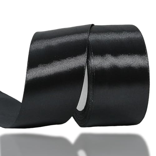 Schwarz Satinband 50mm,Geschenkband Satinband 22 Meter Polyesterband,Schwarz Schleifenband für Geschenkverpackung,Dekoration,Hochzeit,Weihnachten,Bastelarbeiten,und Geschenkverpackung von RONGZUBAT