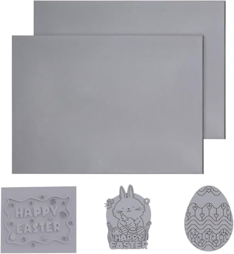 RONMOSNEA 3 Stück Stempelgummi Laser, Laser Gummi Blatt Pad A4 Lasergummi Stempel Gummi Stempelblatt 2,3mm Dick Rubber Stamp Sheet zum Lasern für DIY Crafts Stamp Gravurmaschinen Grau von RONMOSNEA