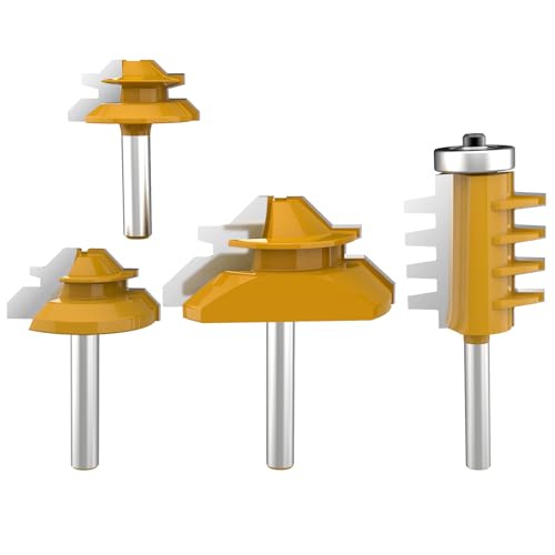 ROOCBIT 45 Grad Lock Gehrungsfräser Set & Fingergelenk Router Bit 1/4 Zoll Schaft Holzbearbeitung Fräser Werkzeug 4-teiliges Set ROOCBIT 45 Grad Lock Gehrungsfräser Set & Fingergelenk Router Bit 1/4 Zoll Schaft Holzbearbeitung Fräser Werkzeug 4-teiliges Set von ROOCBIT