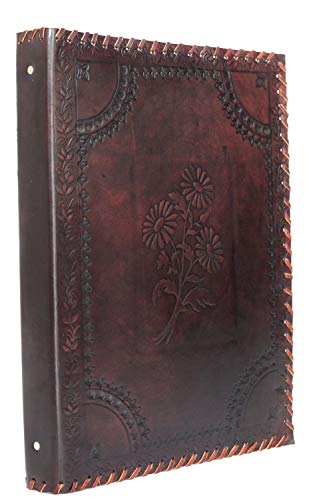 ROOGU DIN A4 Lederordner * Herbarium * Blumenprägung * 4-Ring Büffelleder Handmade Indien * Vintage Dokumentenmappe ROOGU DIN A4 Lederordner * Herbarium * Blumenprägung * 4-Ring Büffelleder Handmade Indien * Vintage Dokumentenmappe von ROOGU
