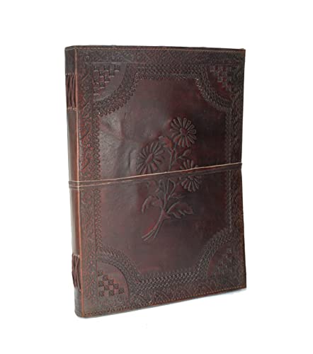 ROOGU Herbarium * XXL Leder Notiz- Gäste- Skizzenbuch (DIN B4 = mehr als A4) Handmade in Indien von ROOGU
