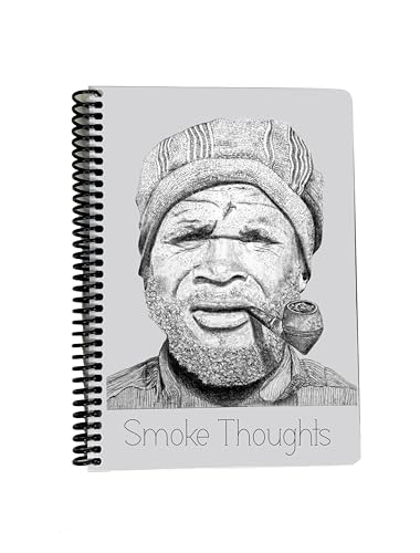 ROOGU Smoke Thoughts A5 Notizbuch Heft Block Spirale 100 Blatt Kariert Porträt Pfeife von ROOGU