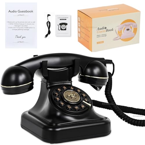 ROOMEDAL Audio-Gästebuch, Hochzeitstelefon, Gästebuch, Retro-Telefon, Audio-Gästebuch – eine persönliche und Bequeme Möglichkeit, Ihre besonderen Anlässe zu bewahren, für Partys von ROOMEDAL