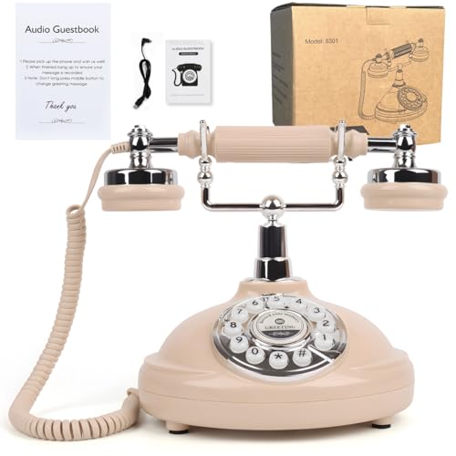 ROOMEDAL Audio-Gästebuch Hochzeitstelefon, Aufzeichnen Einer Benutzerdefinierten Audionachricht mit Gästebuch Retro-Telefon Audio-Gästebuch für die Beichte bei Hochzeiten, Geburtstagen, Partys von ROOMEDAL