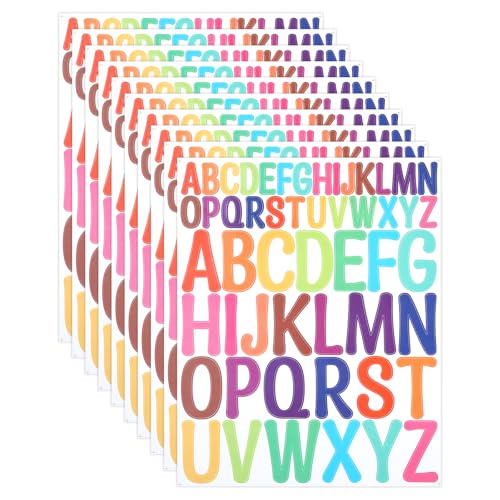 10 Blatt Buchstaben Aufkleber, 520 Stück Klebebuchstaben Wetterfest Sticker, Bunt Buchstaben Sticker, Schriftzug Aufkleber Wunschtext für Selbstklebendes Geschenk/Notizbuch/Etikett 10 Blatt Buchstaben Aufkleber, 520 Stück Klebebuchstaben Wetterfest Sticker, Bunt Buchstaben Sticker, Schriftzug Aufkleber Wunschtext für Selbstklebendes Geschenk/Notizbuch/Etikett von ROOMHUAWAY