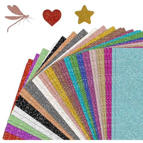 40 Blatt Glitzerpapier zum Basteln, Pappe Zum Basteln, 20 Farben Tonpapier A4 Bunt Glitzer, Buntes Papier, Bastelpapier, für Produktverpackungen, Kunsthandwerk, Szenengestaltung 40 Blatt Glitzerpapier zum Basteln, Pappe Zum Basteln, 20 Farben Tonpapier A4 Bunt Glitzer, Buntes Papier, Bastelpapier, für Produktverpackungen, Kunsthandwerk, Szenengestaltung von ROOMHUAWAY