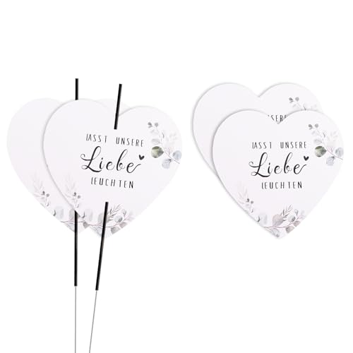 50pcs Herzform Wunderkerzen Hochzeit Tags, Wunderkerzen Etiketten Hochzeit, Lasst Unsere Liebe Leuchten Karten Halter, Knicklichtschilder Geburtstag Taufe Kommunion hochzeitsdeko, Geschenkanhänger von ROOMHUAWAY