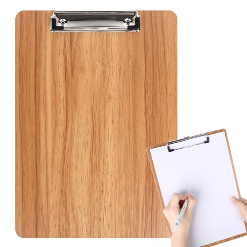 Klemmbrett A4 Holz, Klemmbretter A4, Multifunktionale Schreibtafelklammer aus Holz mit Edelstahlklammer, A4-Schreibtafel, Clipboard, Schreibblock, Multifunktionale Schreibtafel (Cherry) von ROOMHUAWAY