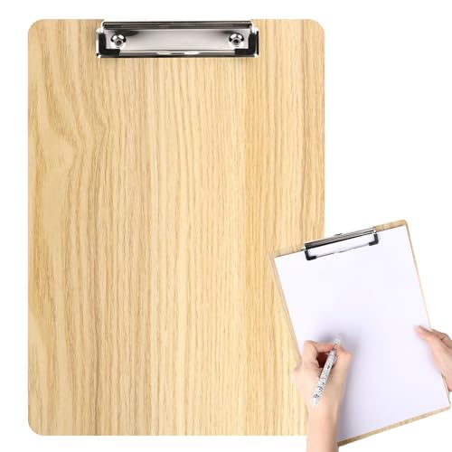Klemmbretter A4, Klemmbrett A4 Holz, Multifunktionale Schreibtafelklammer aus Holz mit Edelstahlklammer, Clipboard, Schreibblock, Multifunktionale Schreibtafel (Original wood) von ROOMHUAWAY