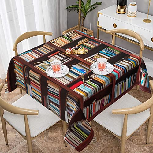 ROOZEE Rechteckige Tischdecke mit Büchern, bedruckt, 152 x 152 cm, wasserdicht und knitterfrei, perfekt für Mahlzeiten im Innen- und Außenbereich ROOZEE Rechteckige Tischdecke mit Büchern, bedruckt, 152 x 152 cm, wasserdicht und knitterfrei, perfekt für Mahlzeiten im Innen- und Außenbereich von ROOZEE