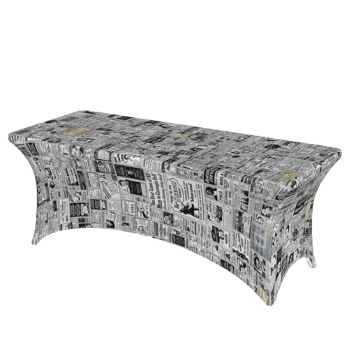 ROOZEE Rechteckige Tischdecke mit Zeitungsdruck, 1,8 m, dehnbar, knitterfrei, für verschiedene Anlässe von ROOZEE