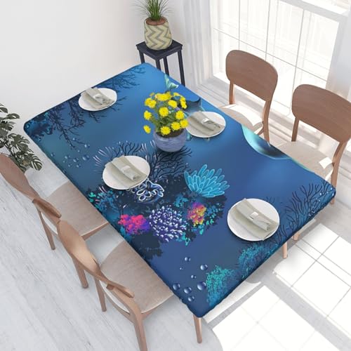 ROOZEE Underwater World Tischdecke mit Delfinen, rechteckig, bedruckt, mit elastischen Kanten, 122 cm, Polyester, wasserdicht, für Esszimmer, Küche, Picknick ROOZEE Underwater World Tischdecke mit Delfinen, rechteckig, bedruckt, mit elastischen Kanten, 122 cm, Polyester, wasserdicht, für Esszimmer, Küche, Picknick von ROOZEE