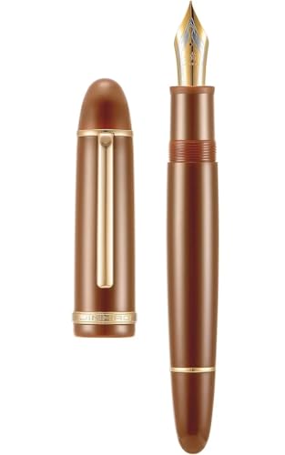 RORFFK Farbenfroher Füllfederhalter aus Kunstharz, 0,5 mm, feine Spitze, glattes Schreibwaren, Geschenk, Stifte für Bürobedarf (Kaffee-Goldclip, F) von RORFFK