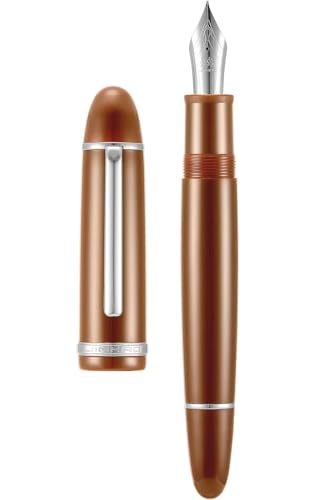 RORFFK Farbenfroher Füllfederhalter aus Kunstharz, 0,5 mm, feine Spitze, glattes Schreibwaren, Geschenk, Stifte für Bürobedarf (Kaffee-Silber-Clip, EF) von RORFFK